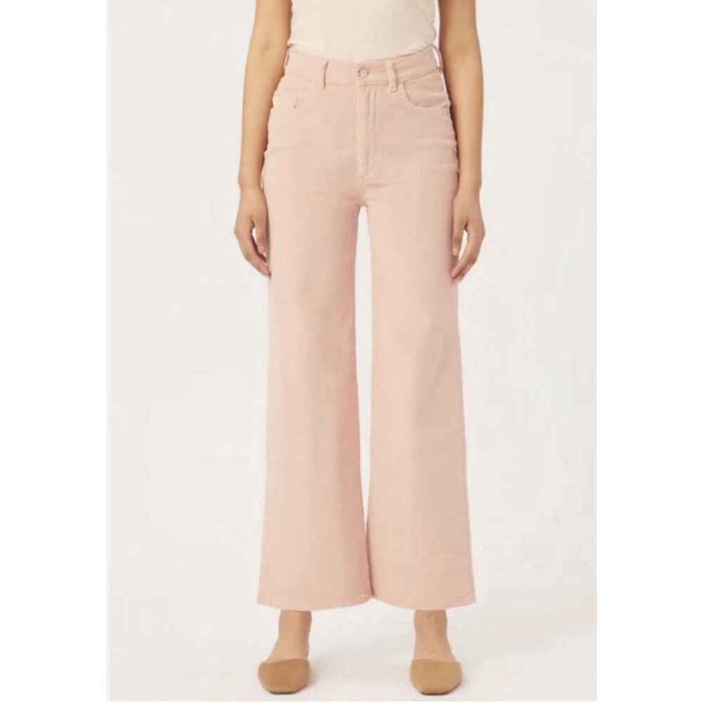 DL1961 Hepburn Wide Leg Jeans High Rise Vintage Size 26 Pink Peony Ankle Crop